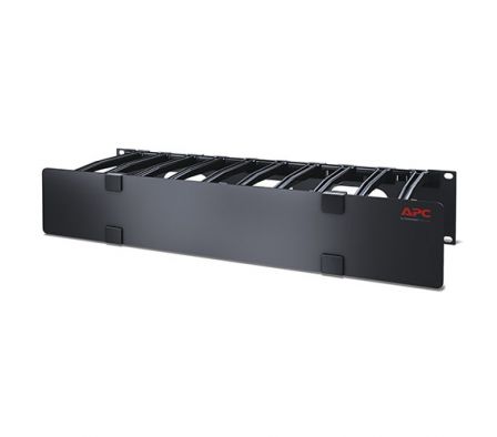 Organizador horizontal de cables, de un solo lado con tapa, de 2 U x 6" de profundidad